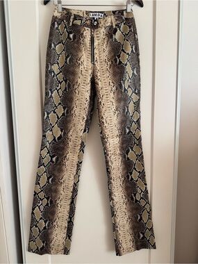 I.AM.GIA Snakeskin Faux Leather High Rise Bootcut Pants S Y2K Edgy